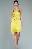 Short Pistachio Green Satin Invitation Dress ABK1483