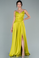 Long Pistachio Green Satin Prom Gown ABU2540