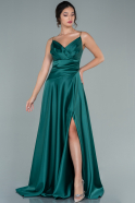 Long Emerald Green Satin Prom Gown ABU2540