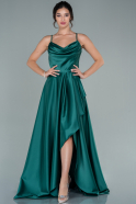 Long Emerald Green Satin Prom Gown ABU2541