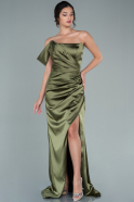 Olive Drab Long Satin Prom Gown ABU2515