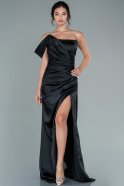 Black Long Satin Prom Gown ABU2515