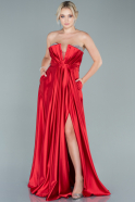 Long Red Satin Plus Size Evening Dress ABU2766