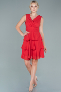 Short Red Chiffon Invitation Dress ABK1484