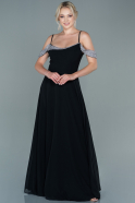Long Black Chiffon Prom Gown ABU2548