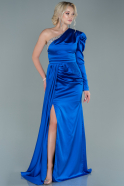 Long Sax Blue Satin Evening Dress ABU2549