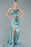 Turquoise Long Satin Evening Dress ABU2127