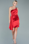 Short Red Satin Invitation Dress ABK1487
