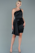 Short Black Satin Invitation Dress ABK1487