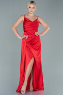 Long Red Satin Prom Gown ABU2558
