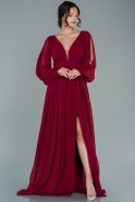 Burgundy Long Chiffon Evening Dress ABU1702