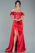 Long Red Satin Evening Dress ABU1785