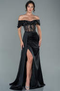Long Black Satin Evening Dress ABU3537