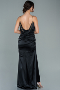 Long Black Satin Prom Gown ABU2564