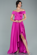 Long Fuchsia Satin Prom Gown ABU2563
