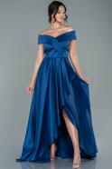 Long Sax Blue Satin Prom Gown ABU2563