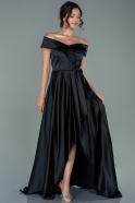Long Black Satin Prom Gown ABU2563