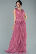 Long Rose Colored Prom Gown ABU2429