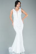 Long White Dantelle Evening Dress ABU2567