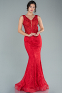 Long Red Dantelle Evening Dress ABU2567