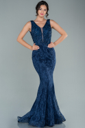 Long Navy Blue Dantelle Evening Dress ABU2567
