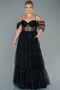 Long Black Plus Size Evening Dress ABU2546