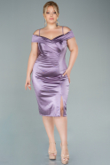 Midi Lavender Satin Plus Size Evening Dress ABK1493