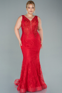 Long Red Dantelle Plus Size Evening Dress ABU2568