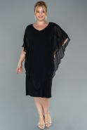 Short Black Chiffon Plus Size Evening Dress ABK1496