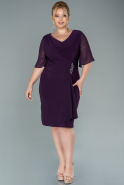 Short Dark Purple Chiffon Plus Size Evening Dress ABK1490