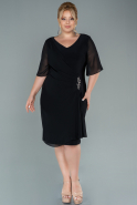 Short Black Chiffon Plus Size Evening Dress ABK1490