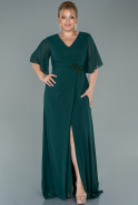 Long Emerald Green Chiffon Plus Size Evening Dress ABU2577