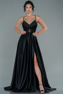 Long Black Satin Evening Dress ABU2583