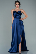 Navy Blue Long Satin Evening Dress ABU1843