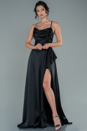 Long Black Satin Evening Dress ABU1843