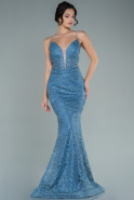 Long Indigo Laced Mermaid Prom Dress ABU2586
