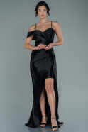 Long Black Satin Evening Dress ABU2590
