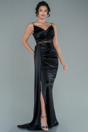 Long Black Satin Evening Dress ABU2592