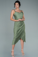 Midi Pistachio Green Satin Invitation Dress ABK1385