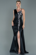 Long Black Satin Evening Dress ABU2598