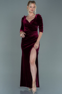 Long Burgundy Velvet Evening Dress ABU2604