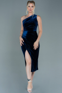 Midi Navy Blue Velvet Invitation Dress ABK1501