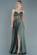 Olive Drab Long Satin Prom Gown ABU2509