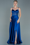 Sax Blue Long Satin Prom Gown ABU2509