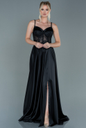 Long Black Satin Prom Gown ABU2509