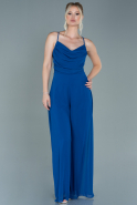 Long Sax Blue Chiffon Invitation Dress ABT081