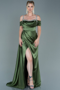 Long Olive Drab Satin Evening Dress ABU2602
