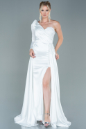 Long White Satin Evening Dress ABU2610
