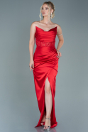 Long Red Satin Evening Dress ABU2611