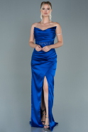 Long Sax Blue Satin Evening Dress ABU2611